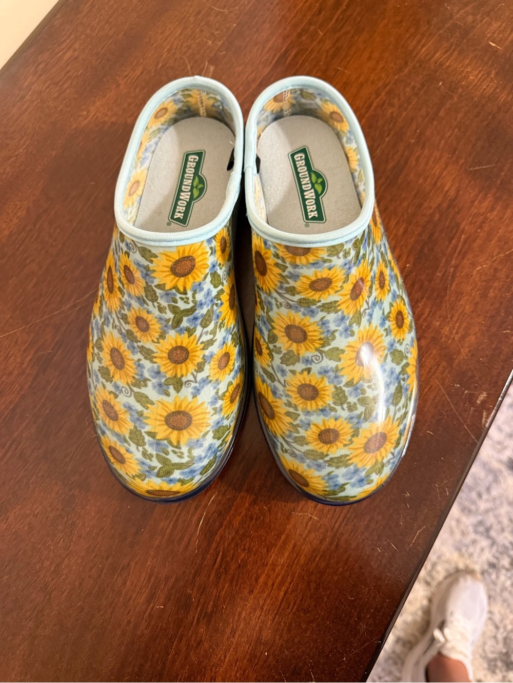 Sunflower Printed Waterproof Clogs - Yellow/Blue
